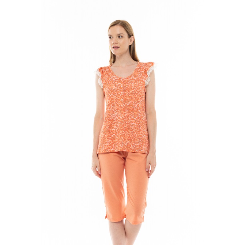 S1235 - Type - PYJAMA CAPRI ORANGE LEO- (S1235) S1235 - Type - PYJAMA CAPRI ORANGE LEO- (S1235)