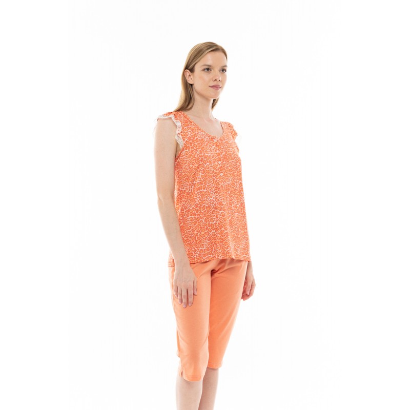S1235 - Type - PYJAMA CAPRI ORANGE LEO- (S1235) S1235 - Type - PYJAMA CAPRI ORANGE LEO- (S1235)