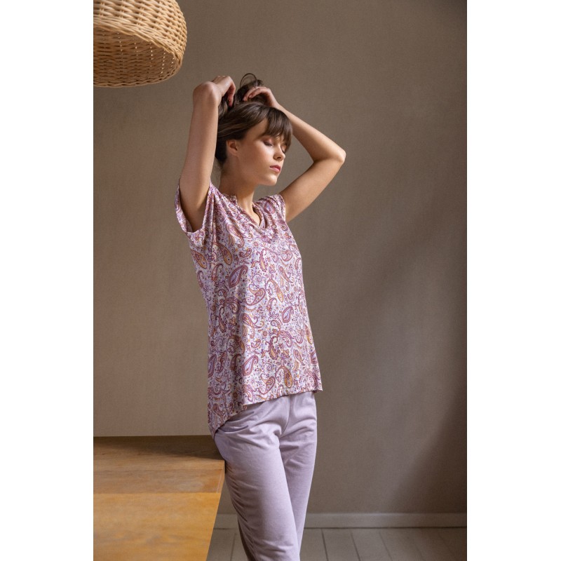S1243 - Type - PYJAMA CAPRI VIOLETE PAISLEY- (S1243)