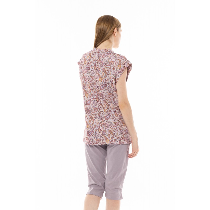 S1243 - Type - PYJAMA CAPRI VIOLETE PAISLEY- (S1243)