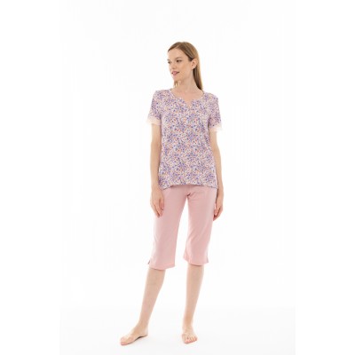 S1252 - Type - PYJAMA CAPRI VIOLETE FLOWER- (S1252)