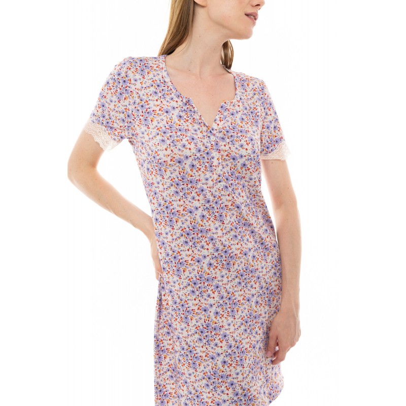 S1253 - Type - NIGHTGOWN VIOLETE FLOWER- (S1253) S1253 - Type - NIGHTGOWN VIOLETE FLOWER- (S1253)