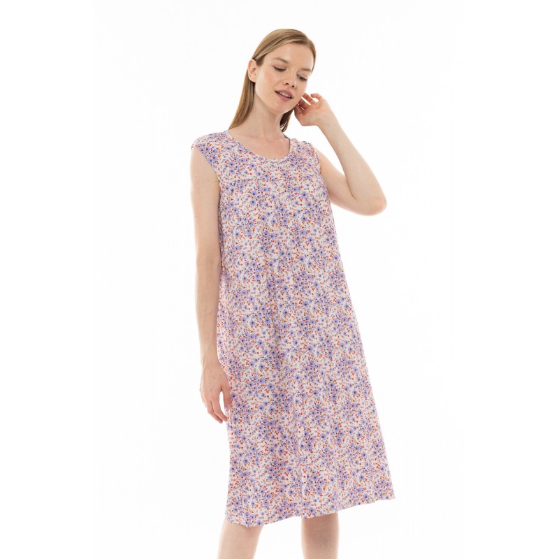 S1254 - Type - NIGHTGOWN CLASSIC VIOLETE FLOWER- (S1254)
