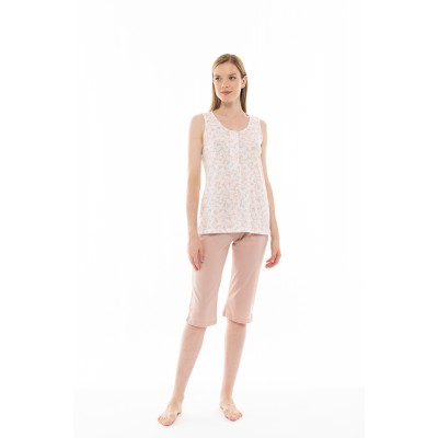 S1258 - Type - PYJAMA CAPRI PINK FLOWER- (S1258)