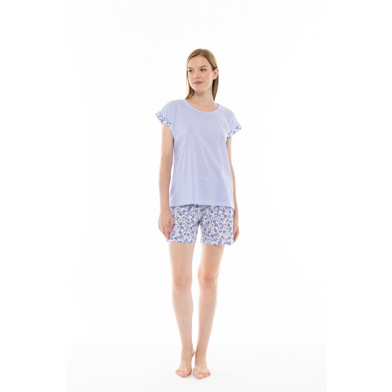 S1292 - Type - PYJAMA BLUE FLOWER STRIPE- (S1292) S1292 - Type - PYJAMA BLUE FLOWER STRIPE- (S1292)