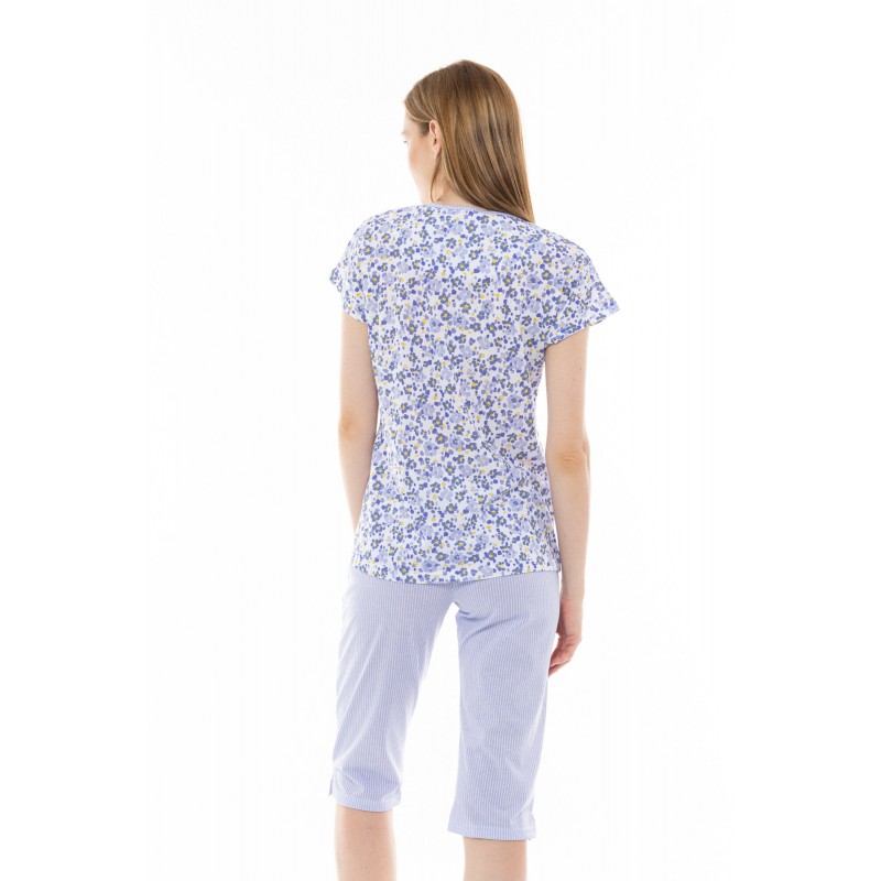 S1293 - Type - PYJAMA BLUE FLOWER STRIPE- (S1293) S1293 - Type - PYJAMA BLUE FLOWER STRIPE- (S1293)