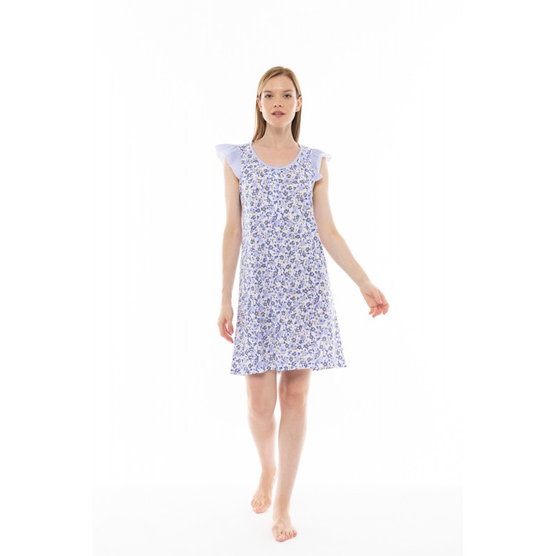S1296 - Type - NIGHTGOWN BLUE FLOWER STRIPE- (S1296)