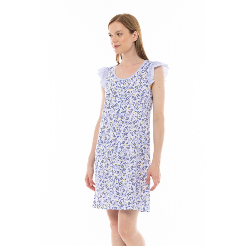 S1296 - Type - NIGHTGOWN BLUE FLOWER STRIPE- (S1296)