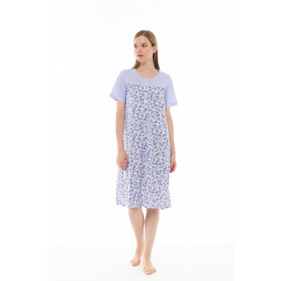 S1297 - Type - NIGHTGOWN CLASSIC BLUE FLOWER STRIPE- (S1297)