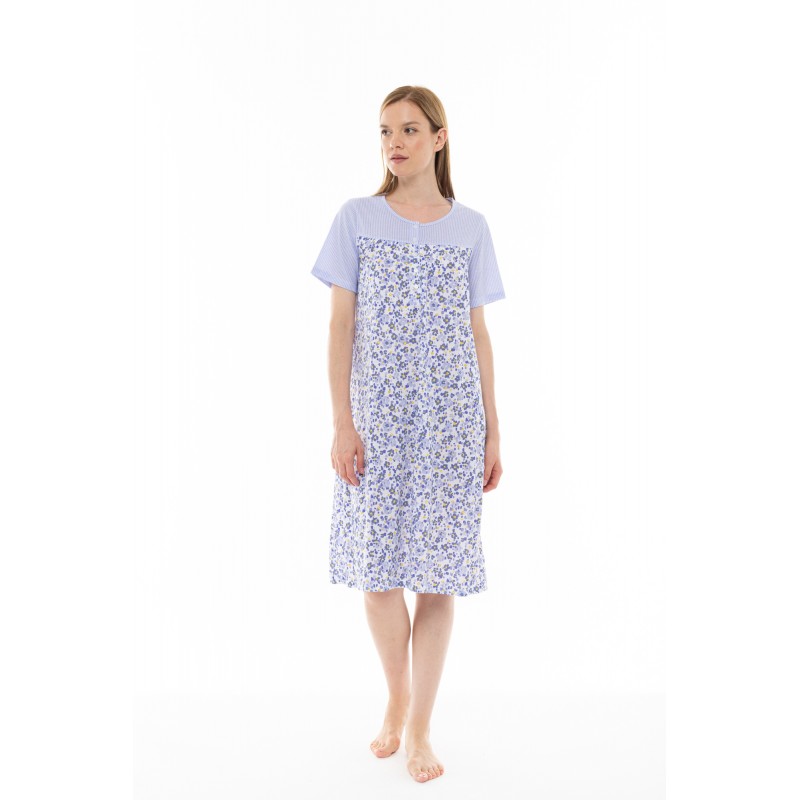 S1297 - Type - NIGHTGOWN CLASSIC BLUE FLOWER STRIPE- (S1297) S1297 - Type - NIGHTGOWN CLASSIC BLUE FLOWER STRIPE- (S1297)