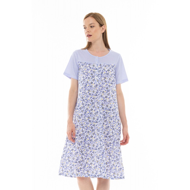 S1297 - Type - NIGHTGOWN CLASSIC BLUE FLOWER STRIPE- (S1297) S1297 - Type - NIGHTGOWN CLASSIC BLUE FLOWER STRIPE- (S1297)