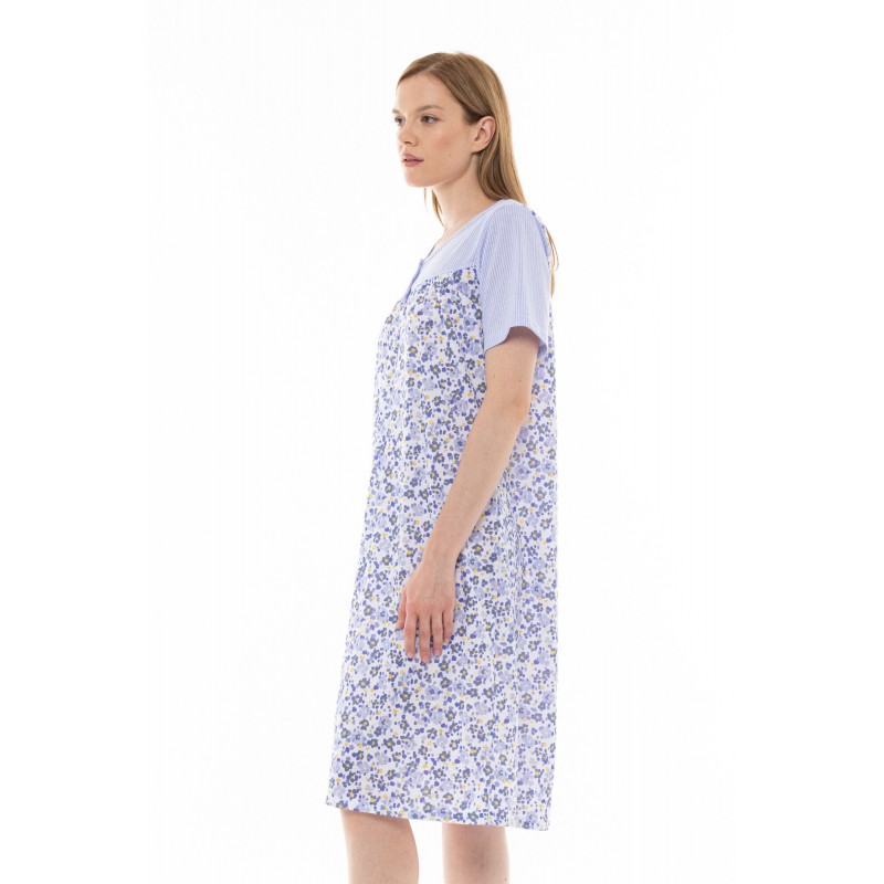 S1297 - Type - NIGHTGOWN CLASSIC BLUE FLOWER STRIPE- (S1297) S1297 - Type - NIGHTGOWN CLASSIC BLUE FLOWER STRIPE- (S1297)