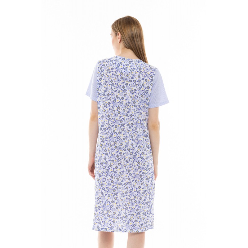 S1297 - Type - NIGHTGOWN CLASSIC BLUE FLOWER STRIPE- (S1297) S1297 - Type - NIGHTGOWN CLASSIC BLUE FLOWER STRIPE- (S1297)
