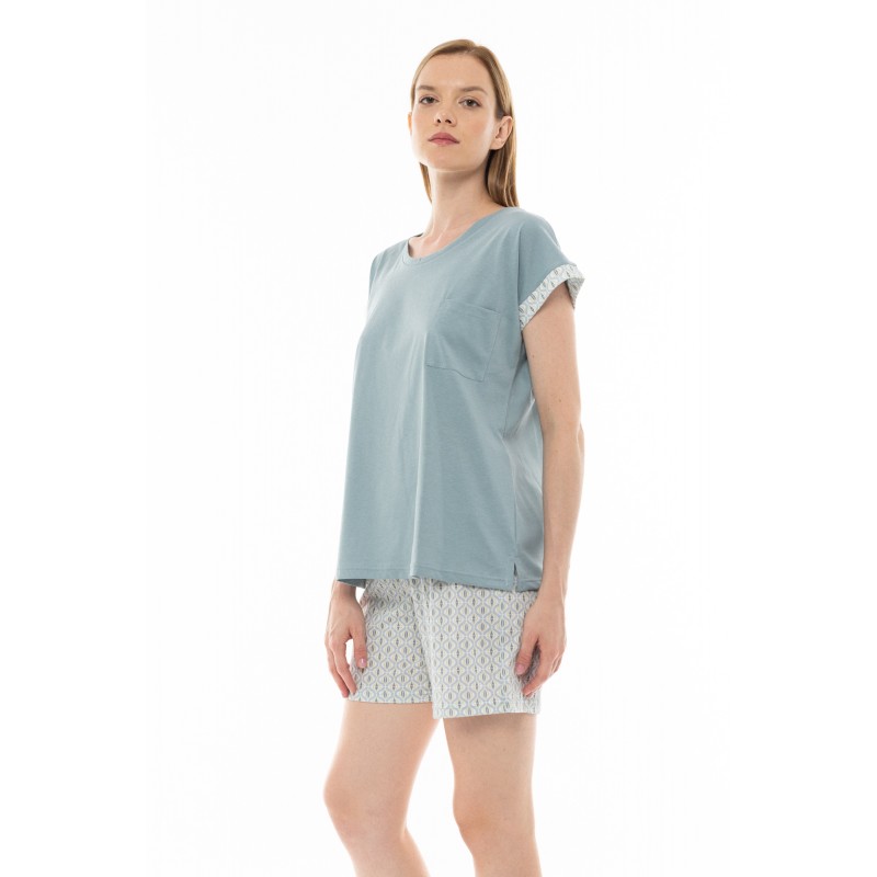 S1310 - Type - PYJAMA SHORTS AQUA GEO- (S1310) S1310 - Type - PYJAMA SHORTS AQUA GEO- (S1310)