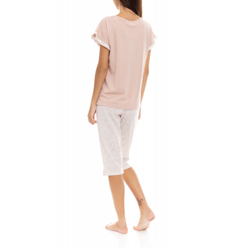 S1318 - Type - PYJAMA CAPRI ROMANTIC FLOWER- (S1318) S1318 - Type - PYJAMA CAPRI ROMANTIC FLOWER- (S1318)
