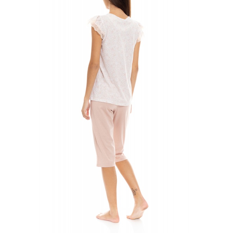 S1322 - Type - PYJAMA CAPRI ROMANTIC FLOWER- (S1322) S1322 - Type - PYJAMA CAPRI ROMANTIC FLOWER- (S1322)