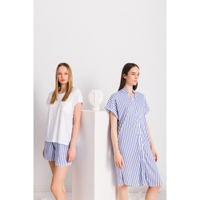 S1341 - Type - PYJAMA SHORTS SOFT BLUE STRIPE- (S1341)