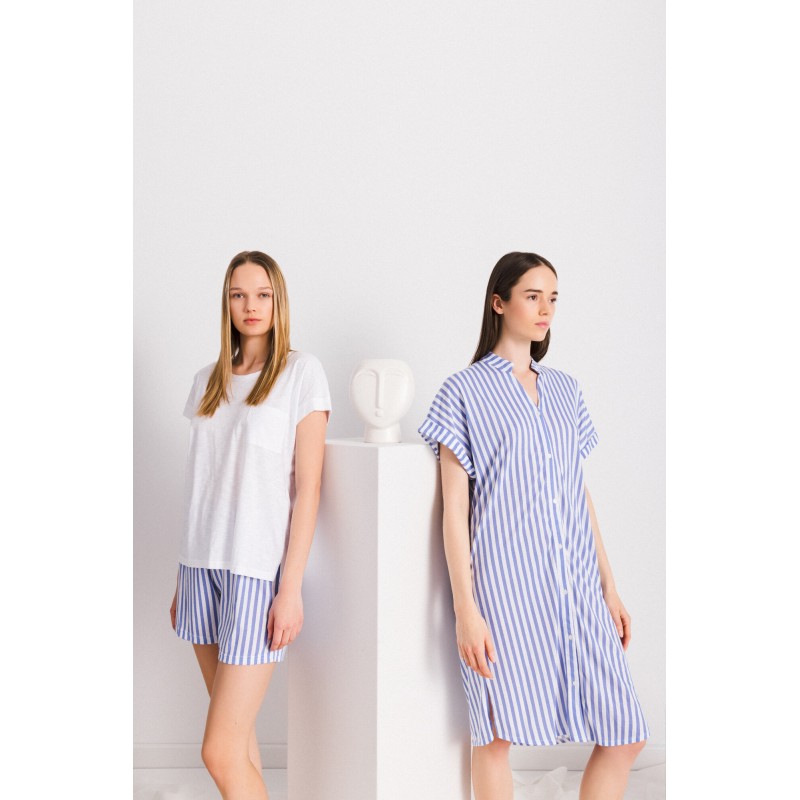 S1341 - Type - PYJAMA SHORTS SOFT BLUE STRIPE- (S1341) S1341 - Type - PYJAMA SHORTS SOFT BLUE STRIPE- (S1341)