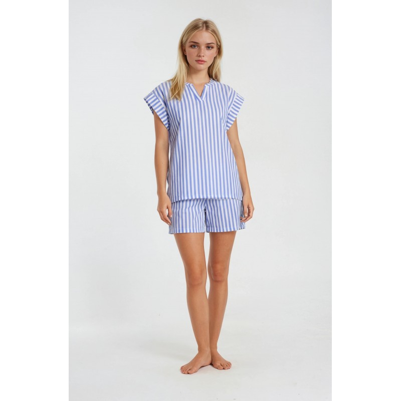 S1342 - Type - PYJAMA SHORTS SOFT BLUE STRIPE- (S1342)