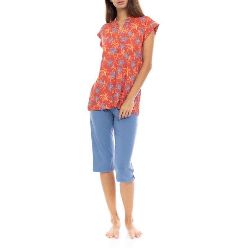S1406 - Type - PYJAMA CAPRI PANTS BLOOMING FLOWER- (S1406) S1406 - Type - PYJAMA CAPRI PANTS BLOOMING FLOWER- (S1406)