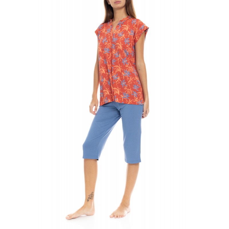 S1406 - Type - PYJAMA CAPRI PANTS BLOOMING FLOWER- (S1406) S1406 - Type - PYJAMA CAPRI PANTS BLOOMING FLOWER- (S1406)