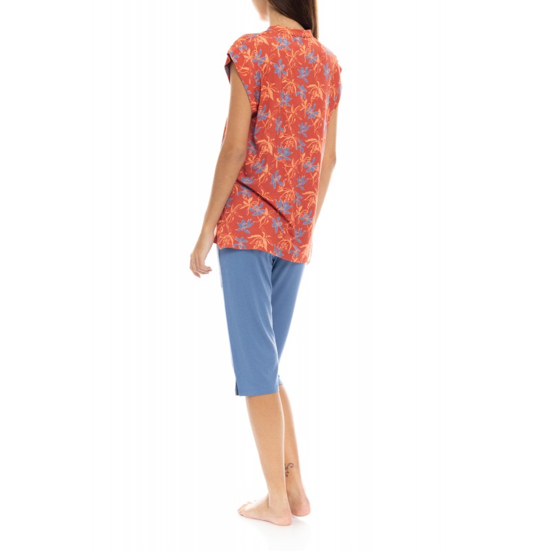 S1406 - Type - PYJAMA CAPRI PANTS BLOOMING FLOWER- (S1406) S1406 - Type - PYJAMA CAPRI PANTS BLOOMING FLOWER- (S1406)