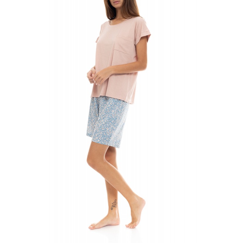 S1411 - Type - PYJAMA SHORTS BLUE FLOWER- (S1411) S1411 - Type - PYJAMA SHORTS BLUE FLOWER- (S1411)