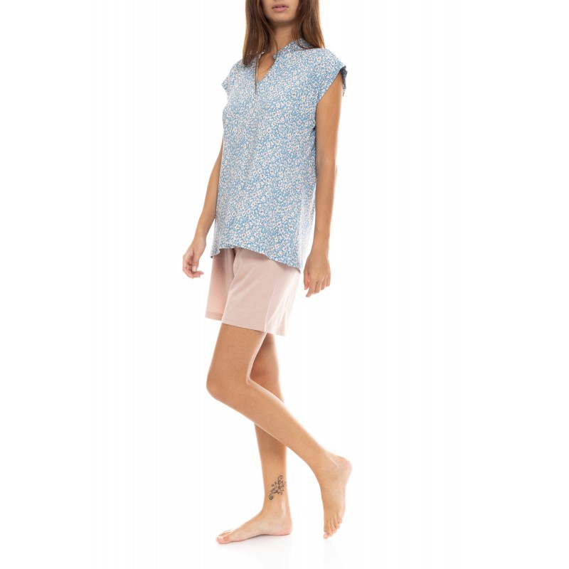 S1417 - Type - PYJAMA SHORTS BLUE FLOWER- (S1417) S1417 - Type - PYJAMA SHORTS BLUE FLOWER- (S1417)