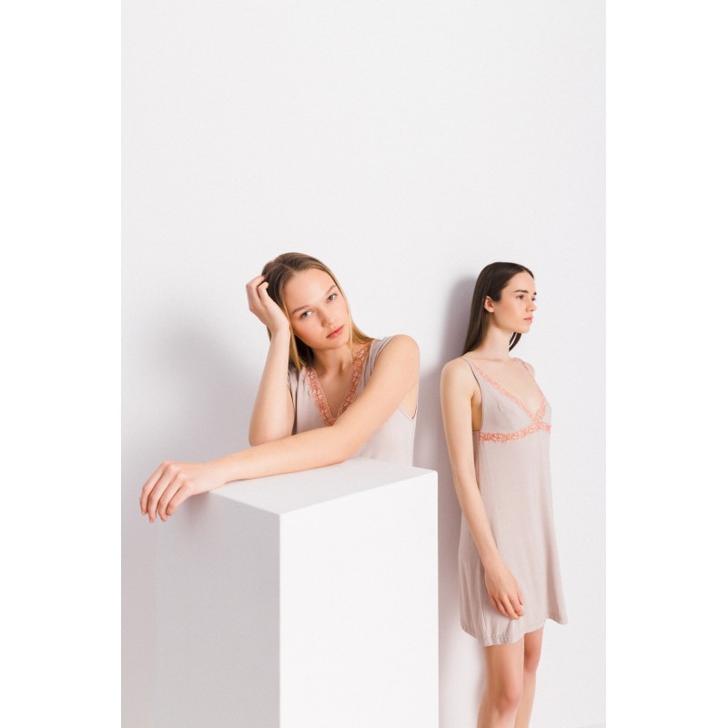 S1431 - Yacht Blue - NIGHTGOWN BAMBOO LACE- (S1431) S1431 - Yacht Blue - NIGHTGOWN BAMBOO LACE- (S1431)