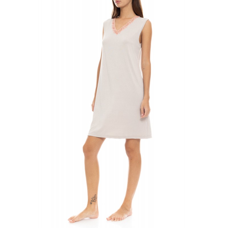 S1433 - Skin - NIGHTGOWN BAMBOO LACE- (S1433) S1433 - Skin - NIGHTGOWN BAMBOO LACE- (S1433)