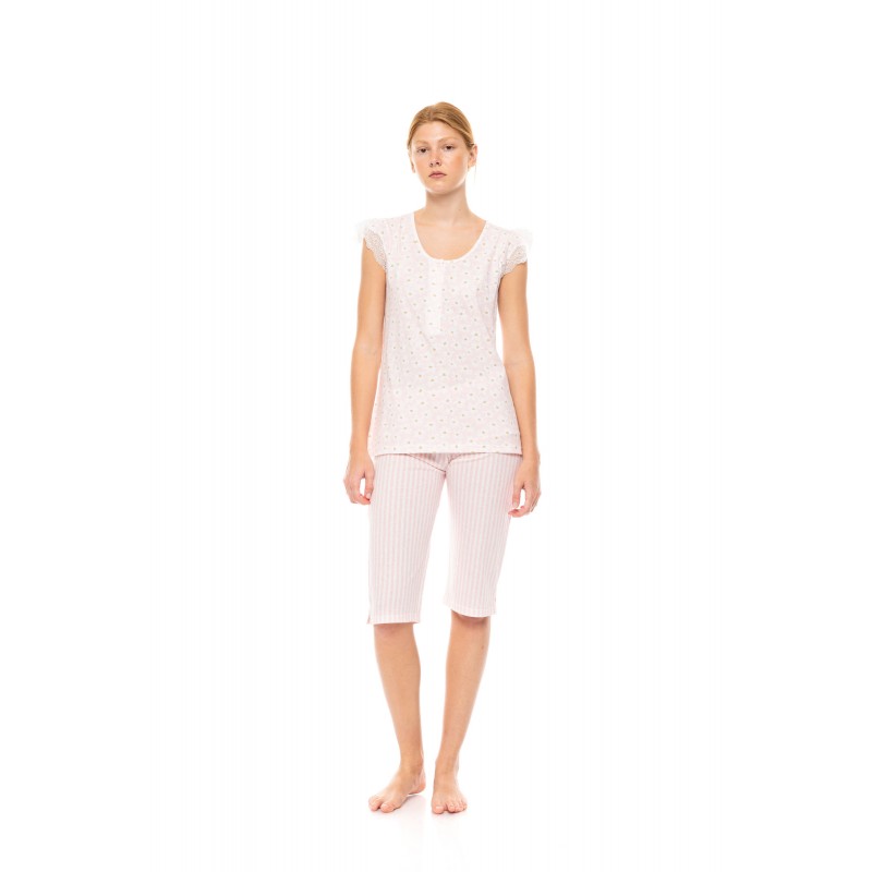 S1453 - Type - PYJAMA CAPRI PINK DAISY- (S1453)