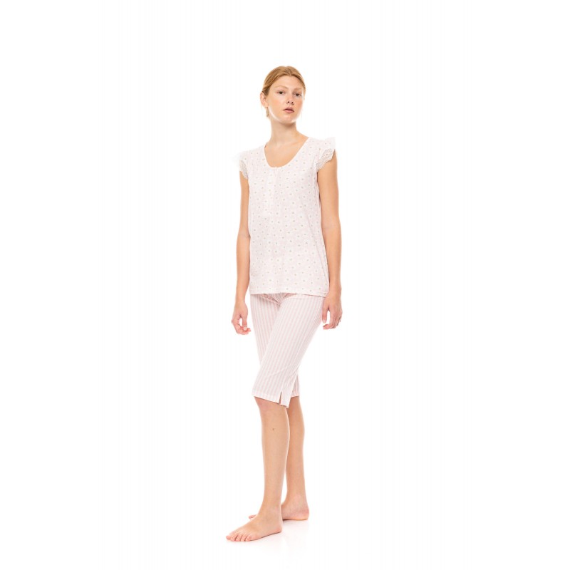 S1453 - Type - PYJAMA CAPRI PINK DAISY- (S1453)