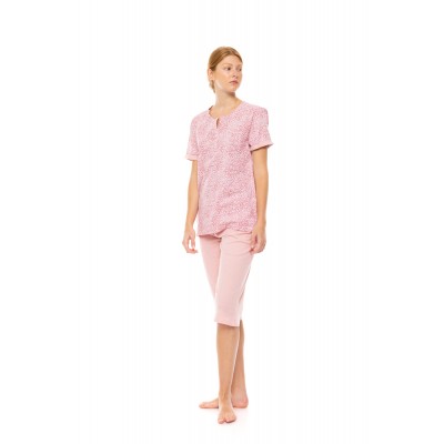 S1460 - Type - PYJAMA CAPRI LEOPARD ROSE- (S1460)