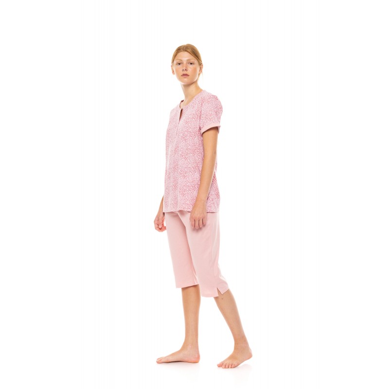S1460 - Type - PYJAMA CAPRI LEOPARD ROSE- (S1460) S1460 - Type - PYJAMA CAPRI LEOPARD ROSE- (S1460)