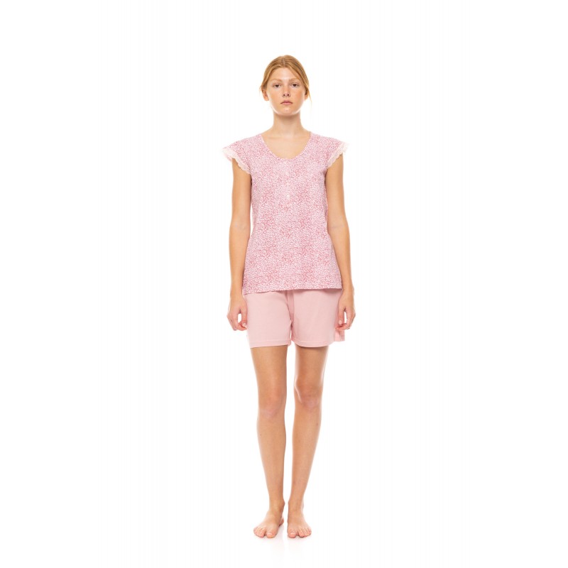 S1462 - Type - PYJAMA SHORTS LEOPARD ROSE- (S1462)