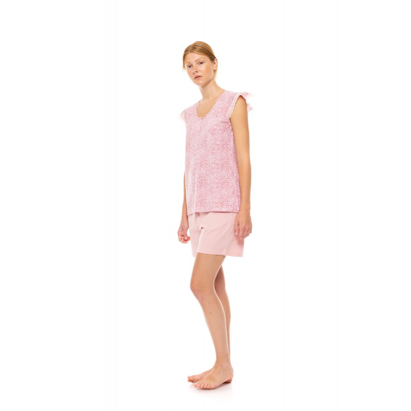 S1462 - Type - PYJAMA SHORTS LEOPARD ROSE- (S1462)
