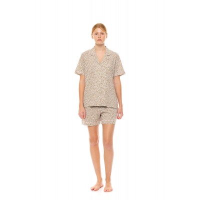 S1465 - Type - PYJAMA BUTTONED SHORTS MINT LEOPARD- (S1465)
