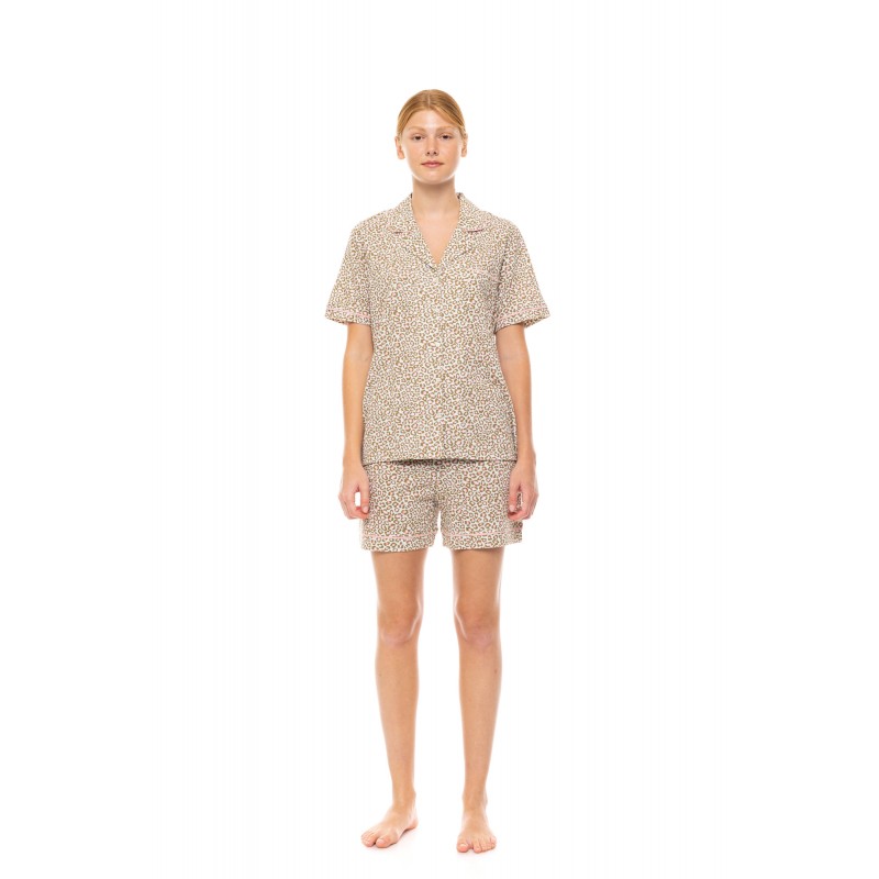 S1465 - Type - PYJAMA BUTTONED SHORTS MINT LEOPARD- (S1465)