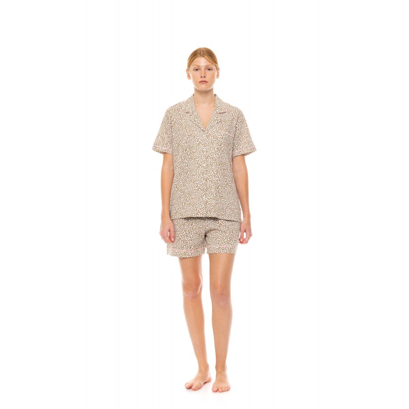 S1465 - Type - PYJAMA BUTTONED SHORTS MINT LEOPARD- (S1465)
