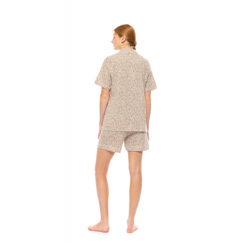 S1465 - Type - PYJAMA BUTTONED SHORTS MINT LEOPARD- (S1465)