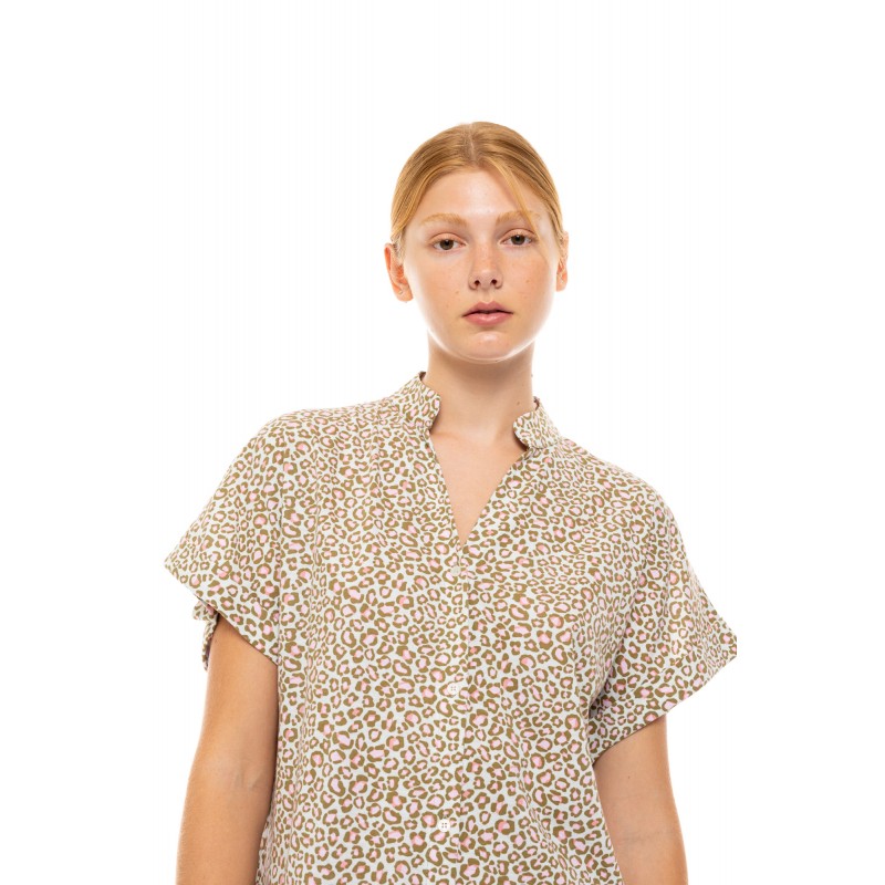S1466 - Type - NIGHTGOWN BUTTONED MINT LEOPARD- (S1466)