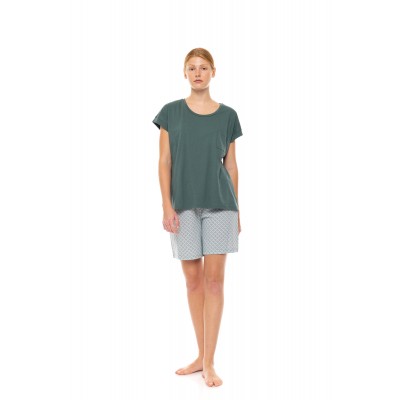 S1476 - Type - PYJAMA SHORTS FOREST GREEN GEO- (S1476)
