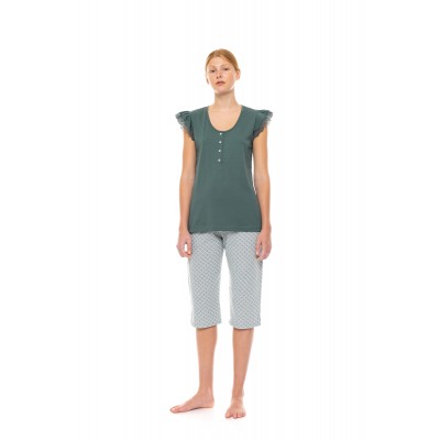 S1479 - Type - PYJAMA CAPRI FOREST GREEN GEO- (S1479)