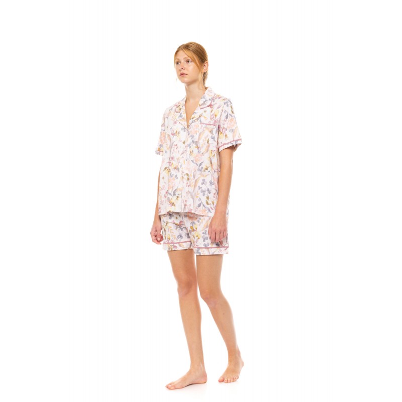 S1484_S - Type - PYJAMA BUTTONED SHORT PANTS FLORAL ROSE- (S1484_S)