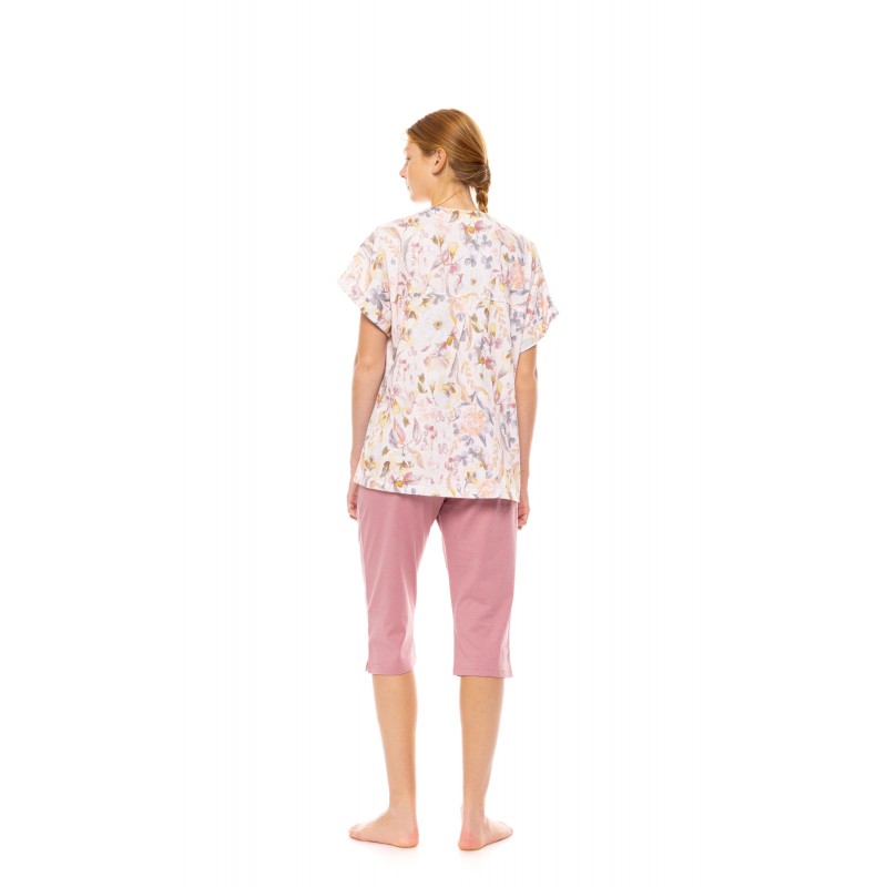 S1488 - Type - PYJAMA CAPRI FLORAL ROSE- (S1488) S1488 - Type - PYJAMA CAPRI FLORAL ROSE- (S1488)