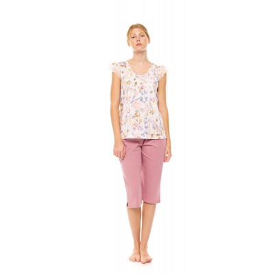 S1490 - Type - PYJAMA CAPRI FLORAL ROSE- (S1490) S1490 - Type - PYJAMA CAPRI FLORAL ROSE- (S1490)