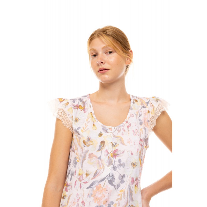 S1490 - Type - PYJAMA CAPRI FLORAL ROSE- (S1490) S1490 - Type - PYJAMA CAPRI FLORAL ROSE- (S1490)