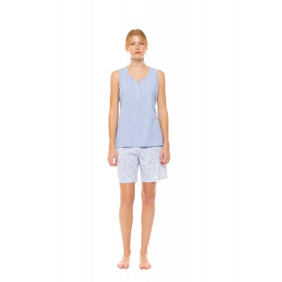 S1497 - Type - PYJAMA SHORTS ICE BLUE FLEUR- (S1497) S1497 - Type - PYJAMA SHORTS ICE BLUE FLEUR- (S1497)