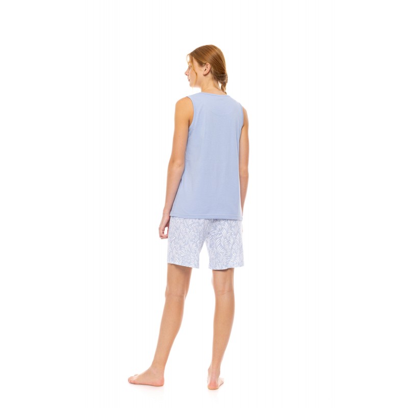 S1497 - Type - PYJAMA SHORTS ICE BLUE FLEUR- (S1497) S1497 - Type - PYJAMA SHORTS ICE BLUE FLEUR- (S1497)