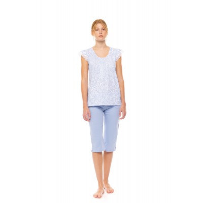 S1499 - Type - PYJAMA CAPRI ICE BLUE FLEUR- (S1499)